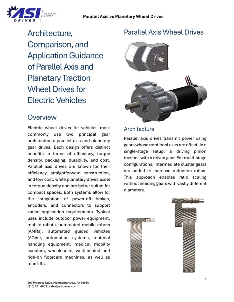 Architecture, Comparison, and Application Guidance of Parallel Axis and Planetary Traction Wheel Drives for Electric Vehicles - ASI Drives